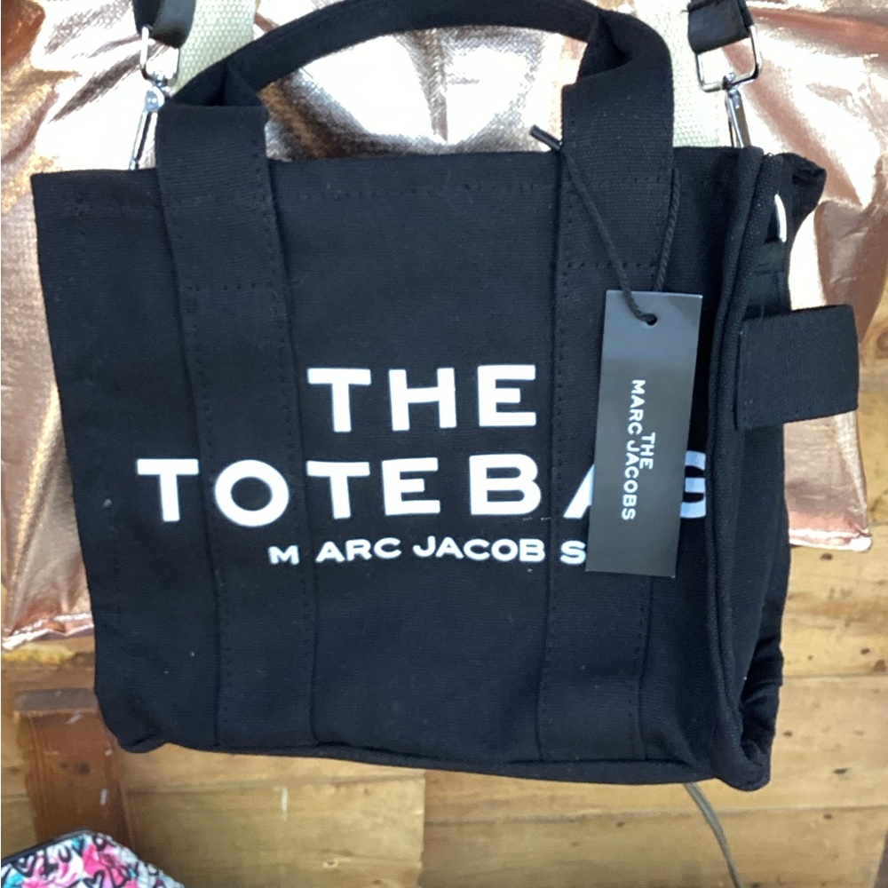 MARC JACOBS - Small Canvas Tote in Black with White Logo - MSRP $175 - BNWT